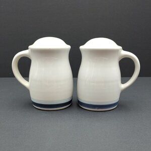 Pfaltzgraff Sky Stovetop Shakers Denim Blue Bands Handled Salt & Pepper Shakers